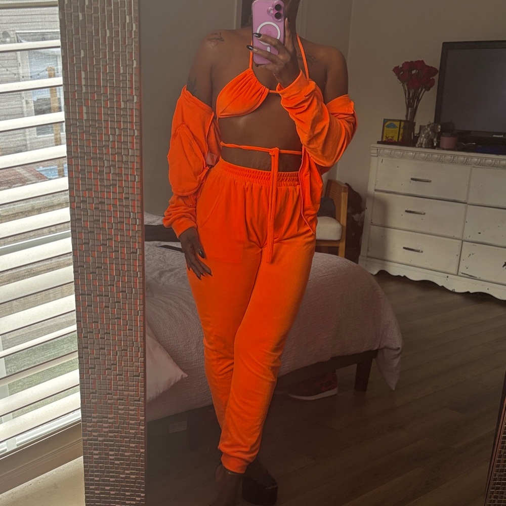 Fashion Nova Bright Orange Jogger Set